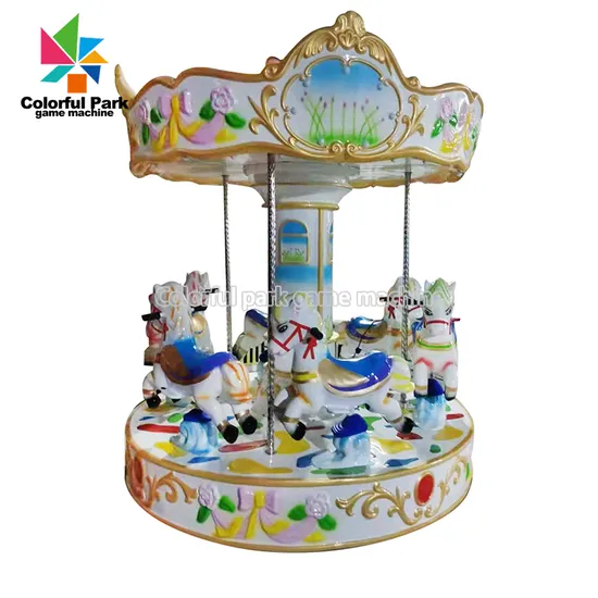 Colorful Park 6 Players Carousel Kiddie Rolling Riding Arcade Game for Amusement Park Machine Amusement Rides Carousel Turn Horse 